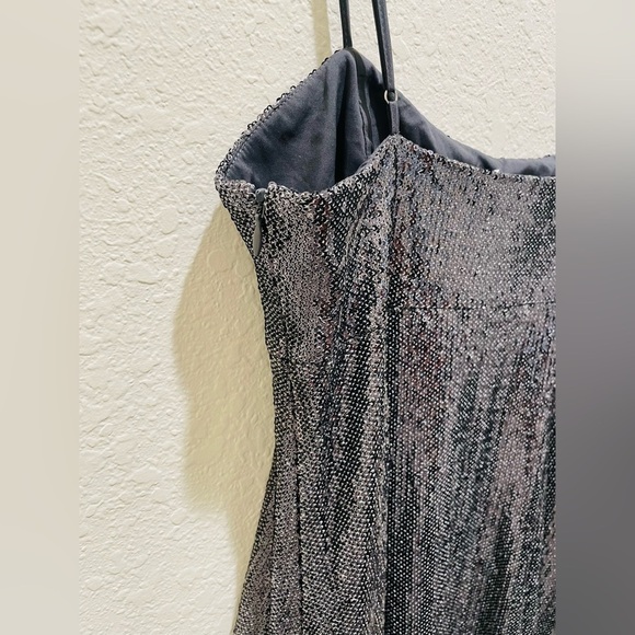NWT NICHOLAS Isabella Sequined Mini Dress Gunmetal Rhinestone fringe - Picture 7 of 16